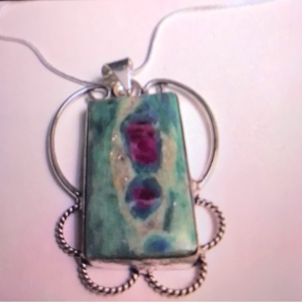 Ruby Fuchsite 925 Sterling Silver Necklace
